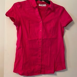 Short sleeve button down pink top size medium